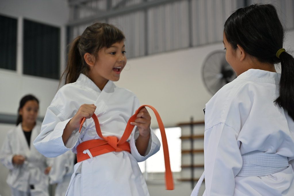 Karate students in uniform