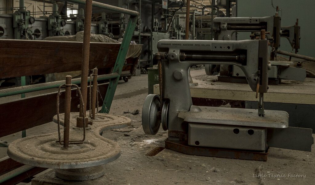 Garments being stitched on the production line